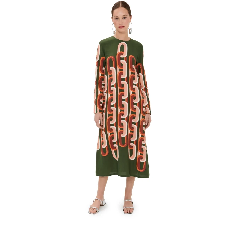 La DoubleJ Long Sleeve Midi Swing Dress Prometheus Placée S