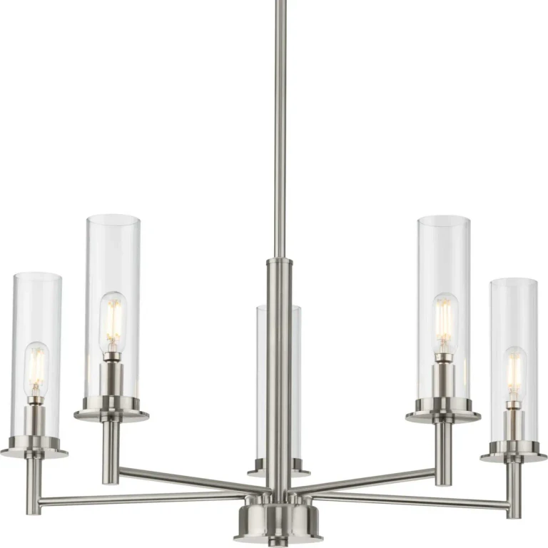 Brushed Nickel Five Light Chandelier from the Kellwyn Collection