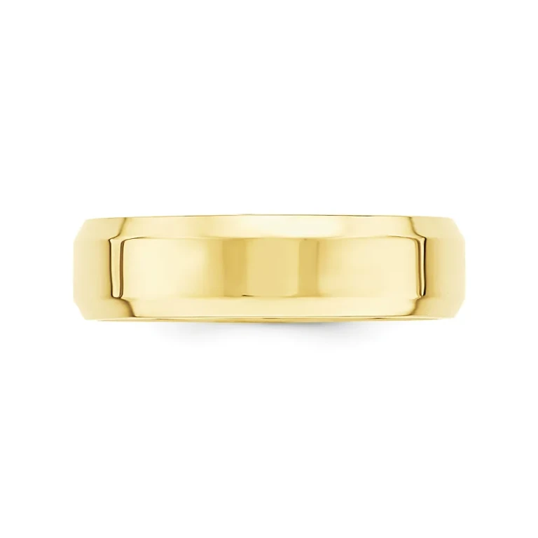 Men's 6mm Bevel Edge Comfort Fit Band 14K Yellow Gold