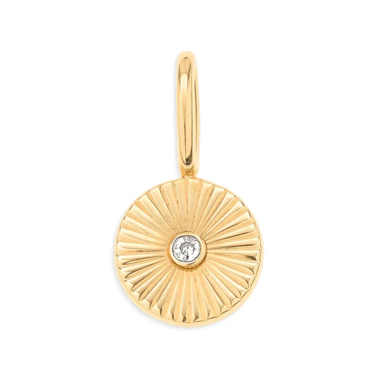 Adina Reyter 9K Yellow Gold Diamond Groovy Rays Mini Charm Pendant