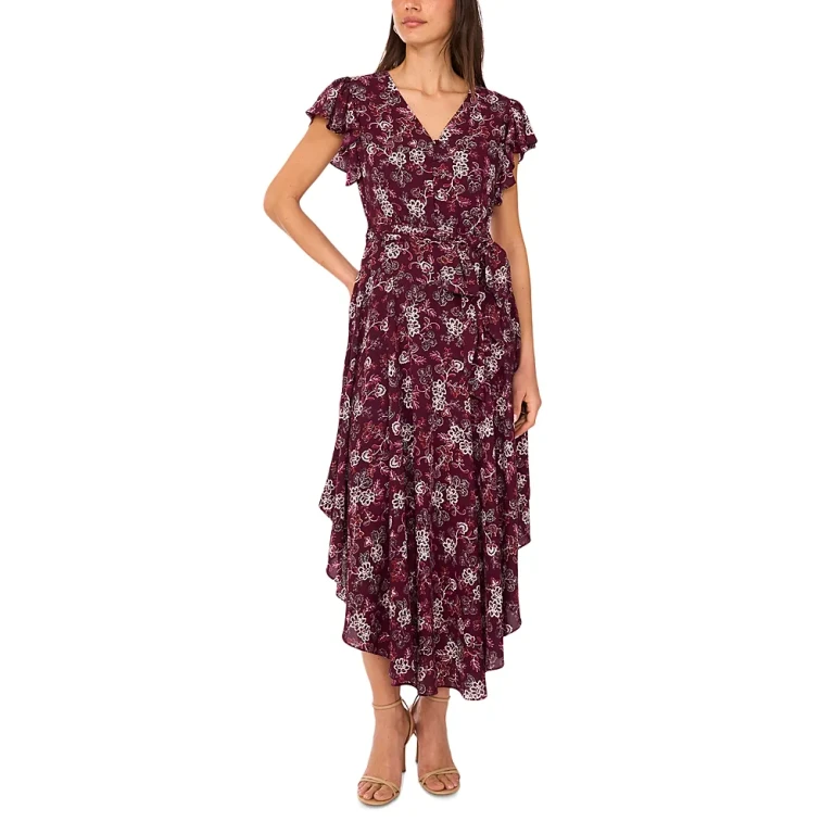 Vince Camuto V Neck Button Down Maxi Dress