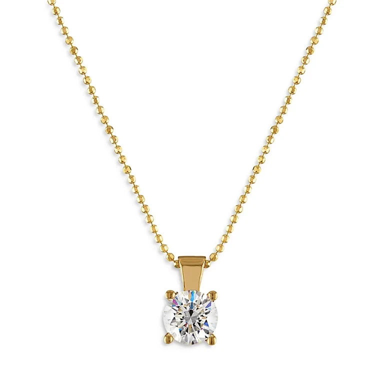 Diamond Solitaire Pendant Necklace in 18K Yellow Gold, 0.30 tcw