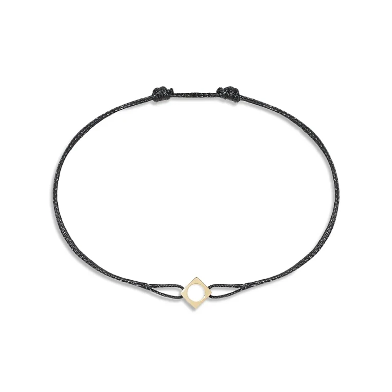 Dinh Van Open Cube Charm Cord Slider Bracelet in 18K Yellow Gold
