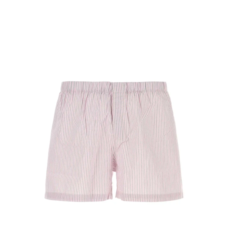 Embroidered Cotton Pyjama Shorts Pinkgrey Exterior - Men