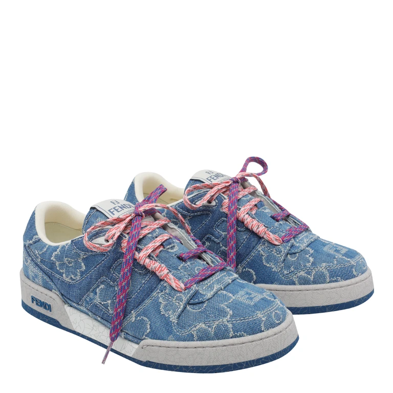Fendi Sneakers Blue Fabric Rubber Sole - Women