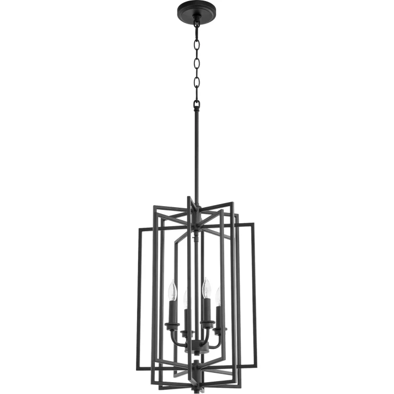Textured Black Four Light Entry Pendant from the Hammond Collection