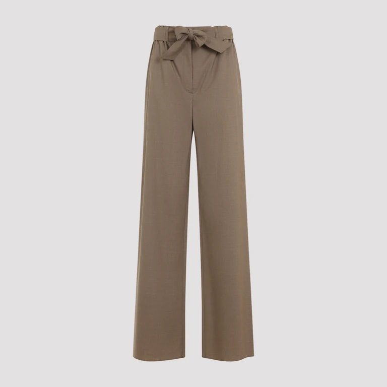 Max Mara Salpa Bow Pants Nude & Neutrals Virgin Wool - Women