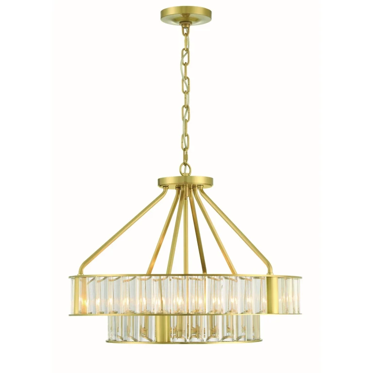 Aged Brass Six Light Chandelier from the Farris Collection