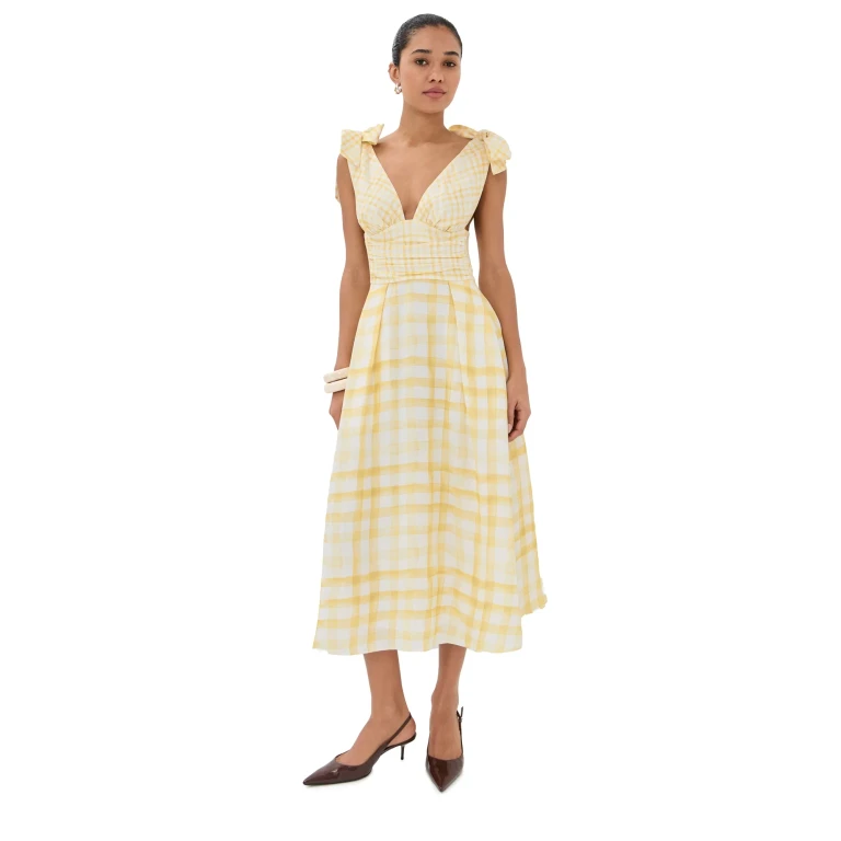 Rosie Assoulin Bow Shoulder Dress Yellow 8