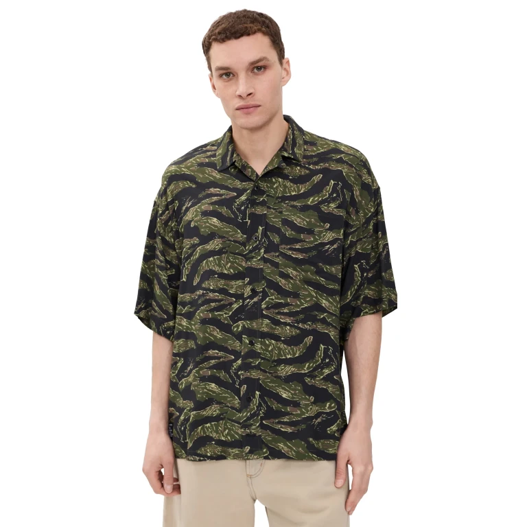 Alpha Industries Camo Relaxed Camp Shirt Tiger Camo L