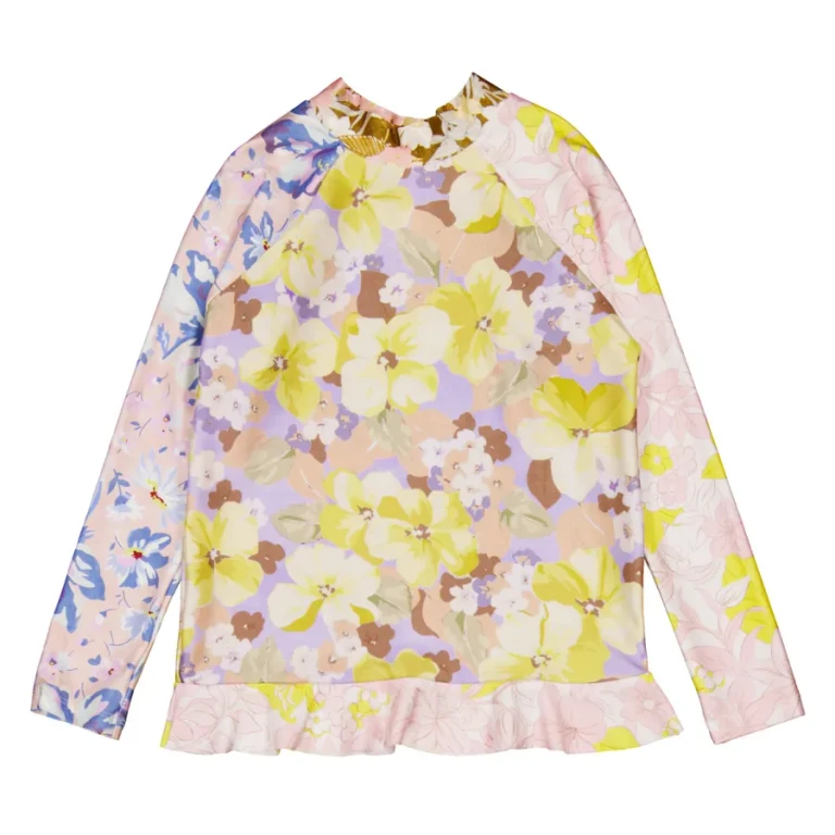 Zimmermann Girls Pop Spliced Frill Rashie Swim Top