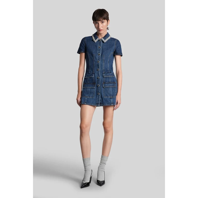 self-portrait Mini Dress In Blue Cotton
