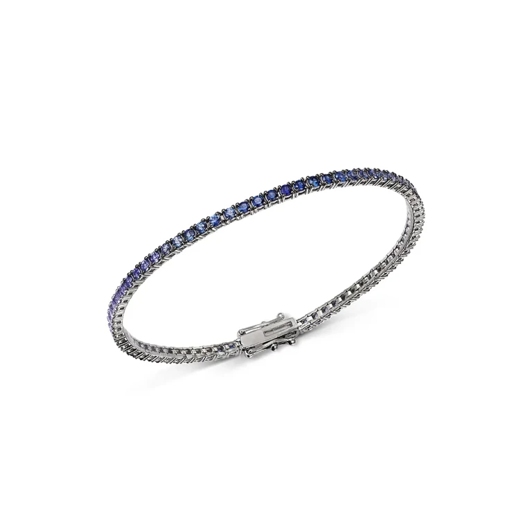 Sapphire Ombre Tennis Bracelet in 14K White Gold