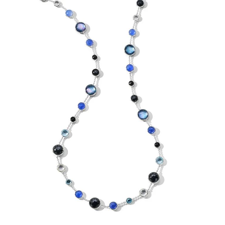 Ippolita Sterling Silver 925 Lollipop Multi Stone Lollitini Bari Long Necklace, 36