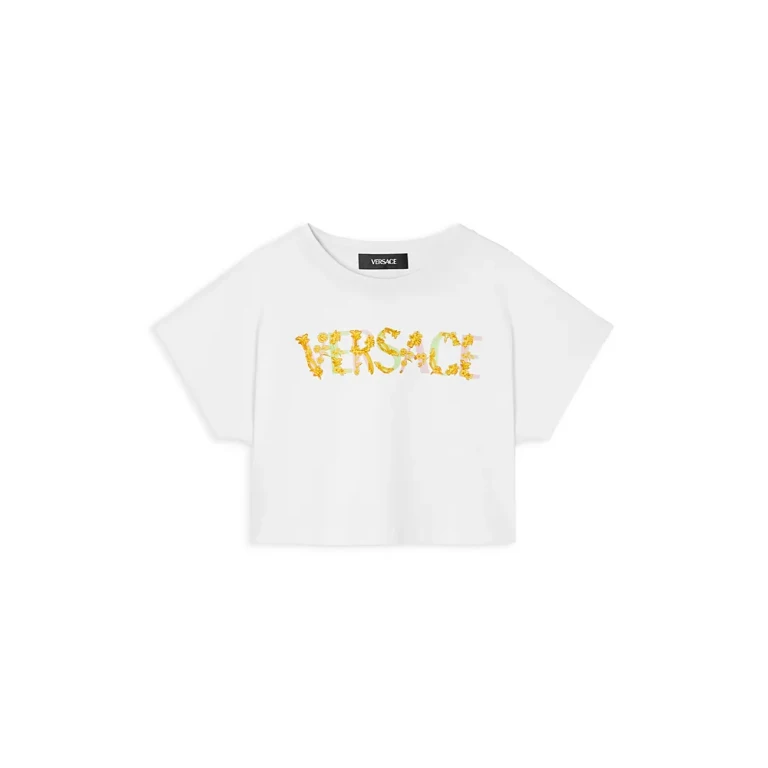 Versace Girls' Barocco Logo Print Tee - Big Kid