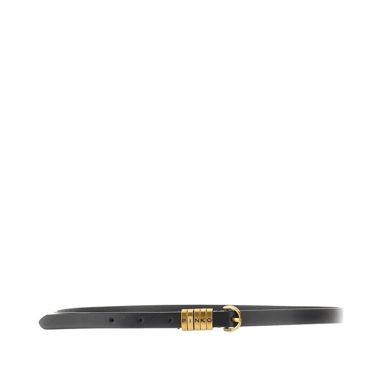 PINKO Leather belt with lettering logo loops Woman XS