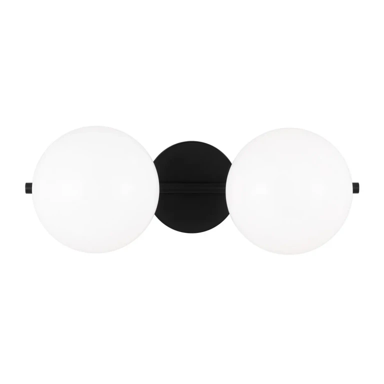 Visual Comfort Studio Lune 2-Light Bathroom Vanity Light in Aged Iron by Ellen Degeneres