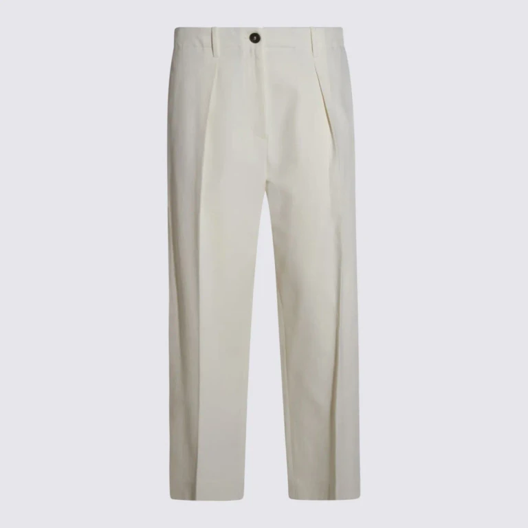 Calças de algodão branco Jil Sander