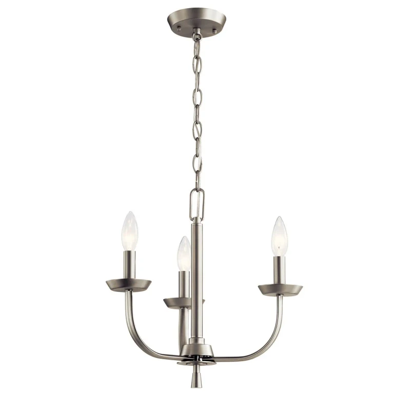 Kennewick 3-Light Traditional Chandelier in Brushed Nickel
