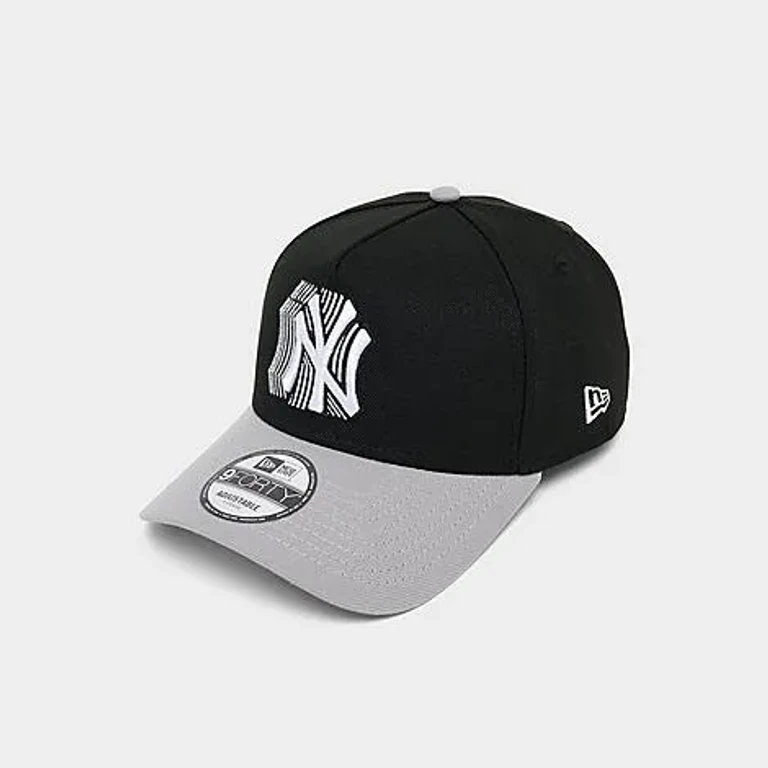 New Era New York Yankees MLB Repeat Logo 9FORTY A-Frame Snapback Hat in Black/Grey