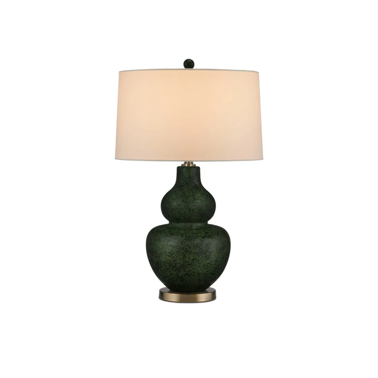 Moss Green Antique Brass Table Lamp from the Kinnaird Collection