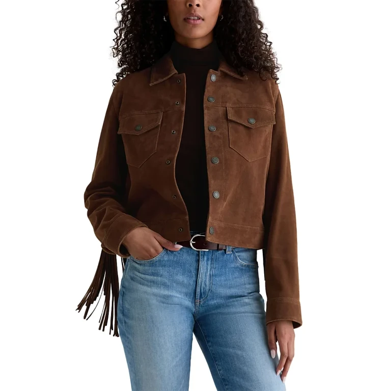 Ag Fringed Suede Trucker Jacket