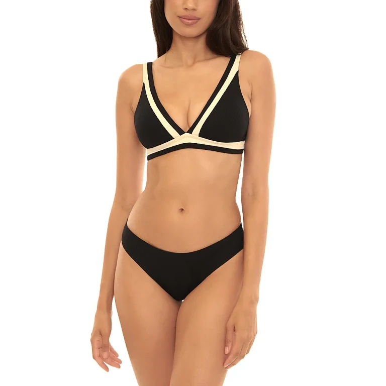 Becca by Rebecca Virtue Coast Line Rib Claire Plunge Neck Bikini Top