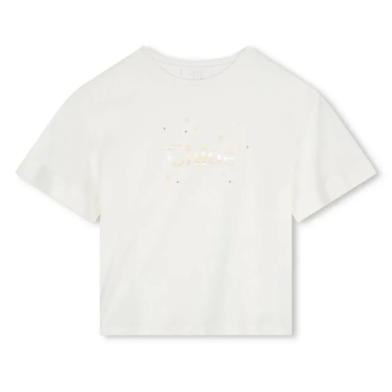 Chloe Girls Logo Print Cotton T-Shirt