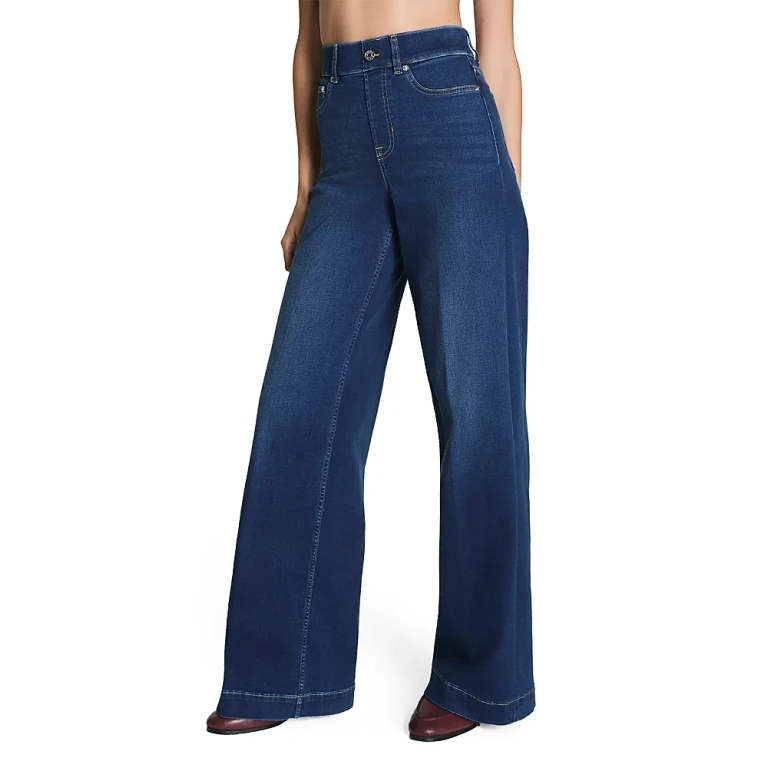 Spanx Pull On Wide Leg Jeans in Pacific Wash