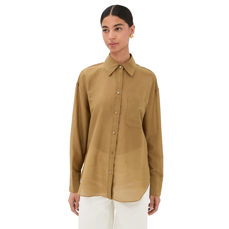 TWP Big Joe Button Down Shirt British Khaki M/L