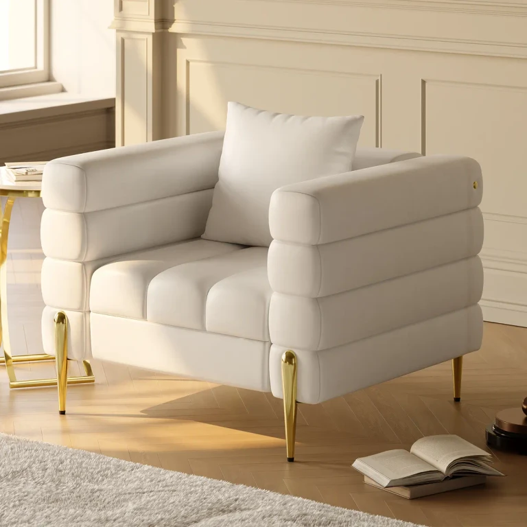 White Boucle Accent Chair Modern Modular Arm Chair