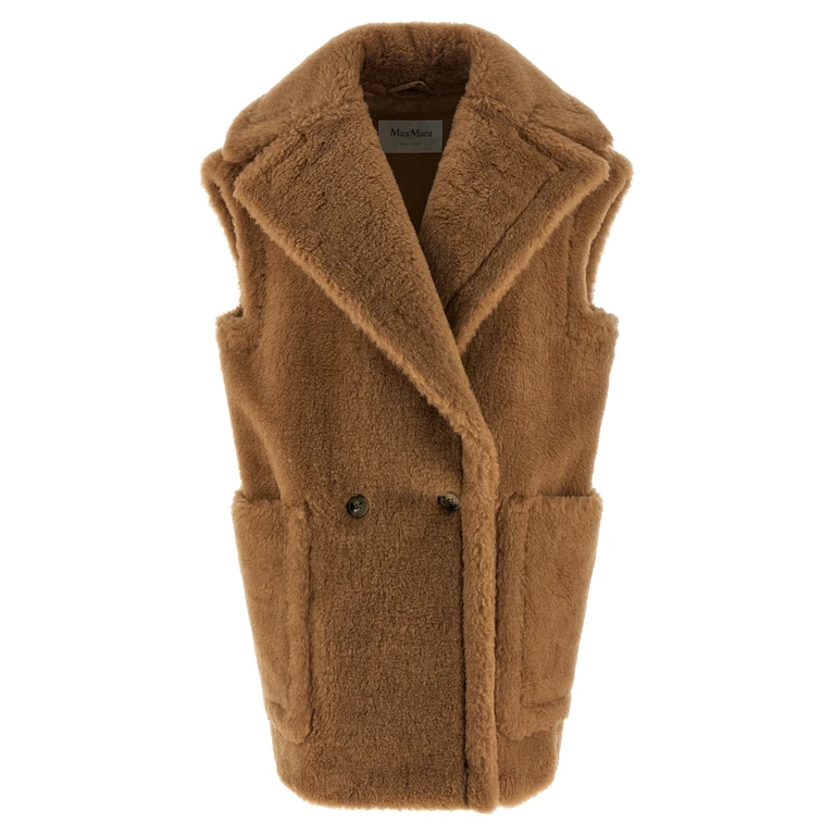 Beige Wool Sleeveless Jacket Clothing - Women