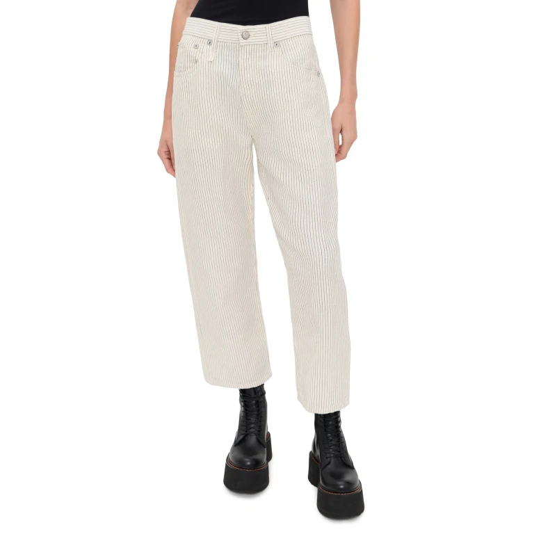 R13 X-BF 5-Pocket Pants White With Black Mini Stripe 28