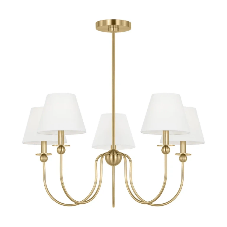 Satin Brass Chandelier from the Elsay Collection