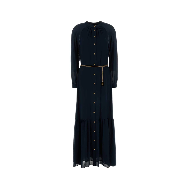 Michael By Michael Kors Navy Blue Crepe Shirt Dress Blunotte Abiti - Women