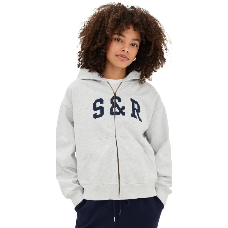 Sporty & Rich S & R Ivy Zip Hoodie Heather Gray M