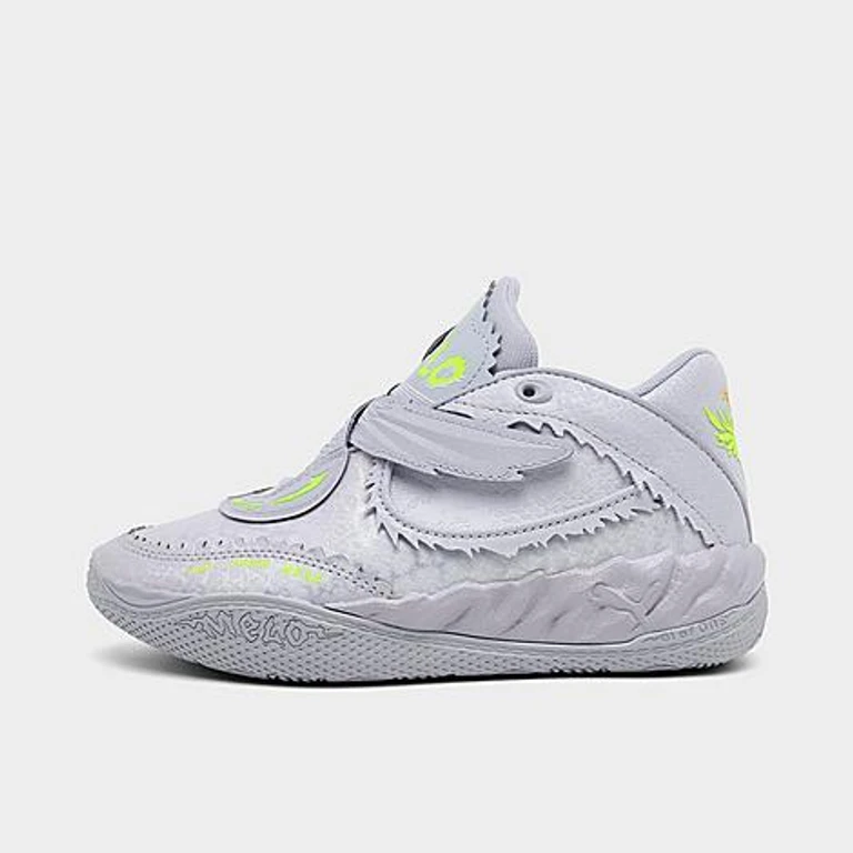 Little Kids Puma LaMelo Ball MB.05 Basketball Shoes in Vibrant Silver/Yellow Alert/Glowing Red Size: 1.0