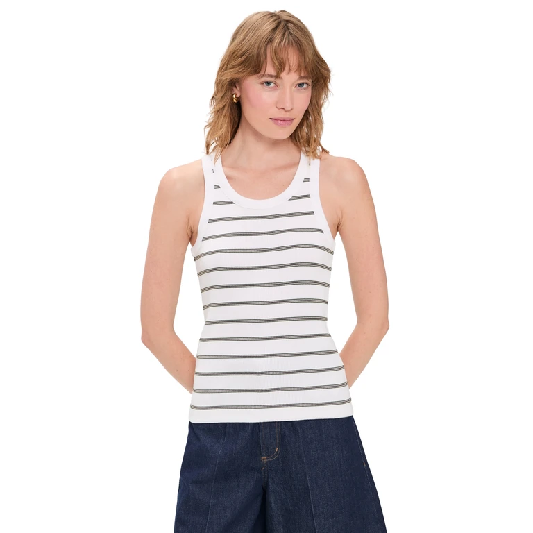 Vince Stripe Scoop Neck Tank Herb Combo XS