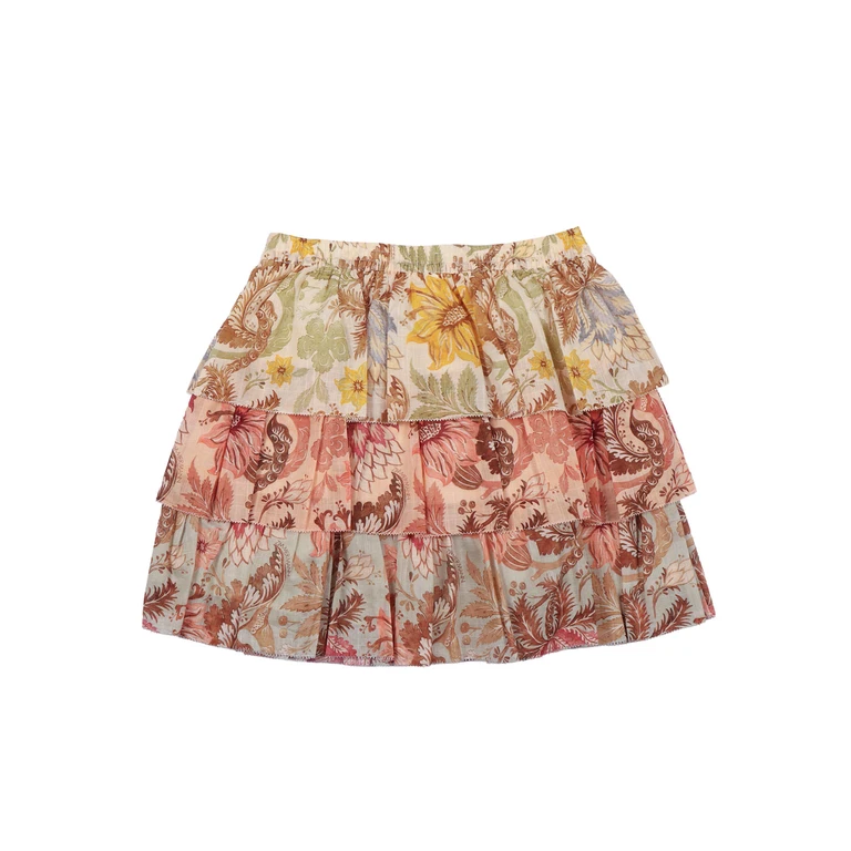 Zimmermann Daylight Kids Tiered Skirt Beige Cotton Lining
