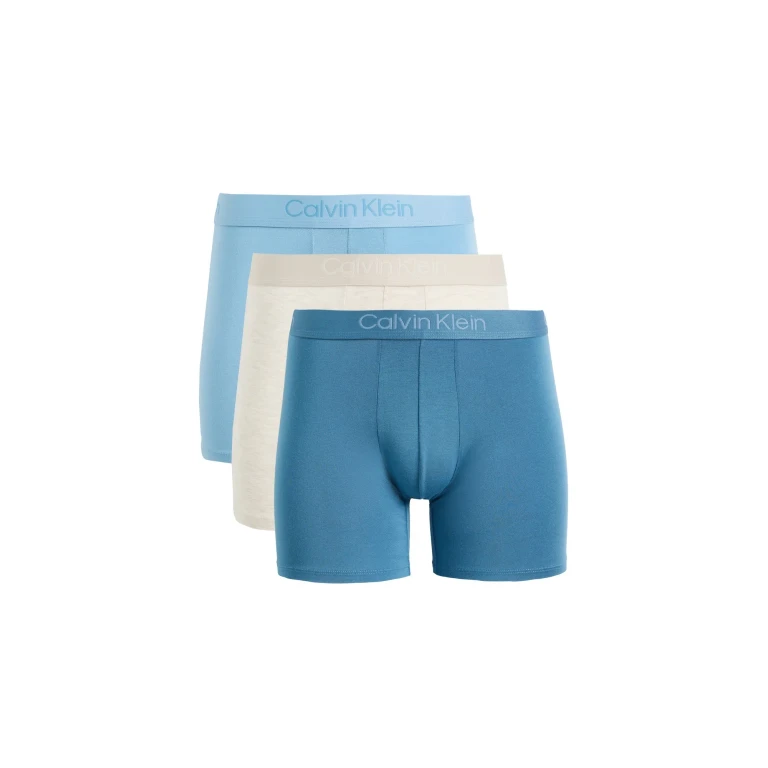 Calvin Klein Underwear Ultra Soft Modal 3-Pack Boxer Briefs Oatmeal Heather/Gulf Blue/Libe M
