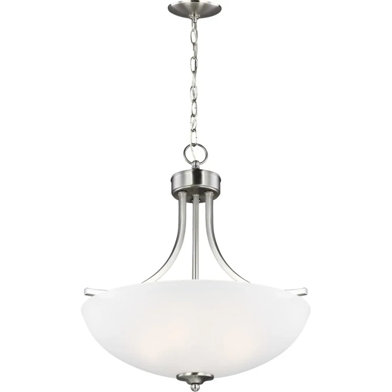 Brushed Nickel Three Light Pendant from the Geary Collection