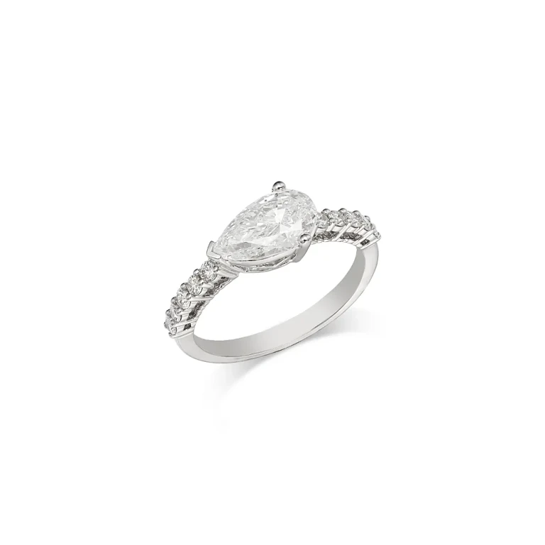 Luxe Collection Certified Lab Grown Diamond East West Pear Ring in 18K Gold, 1.50 tcw