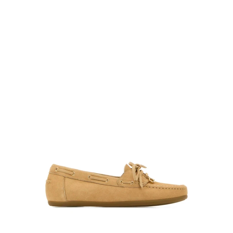 Ferragamo Beige Suede Flippy Loafers Ligcamnewbis Mocassini - Women