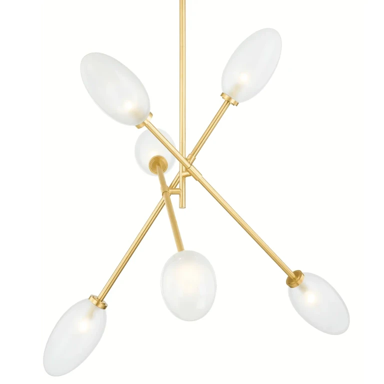 Aged Brass Six Light Chandelier from the Alberton Collection