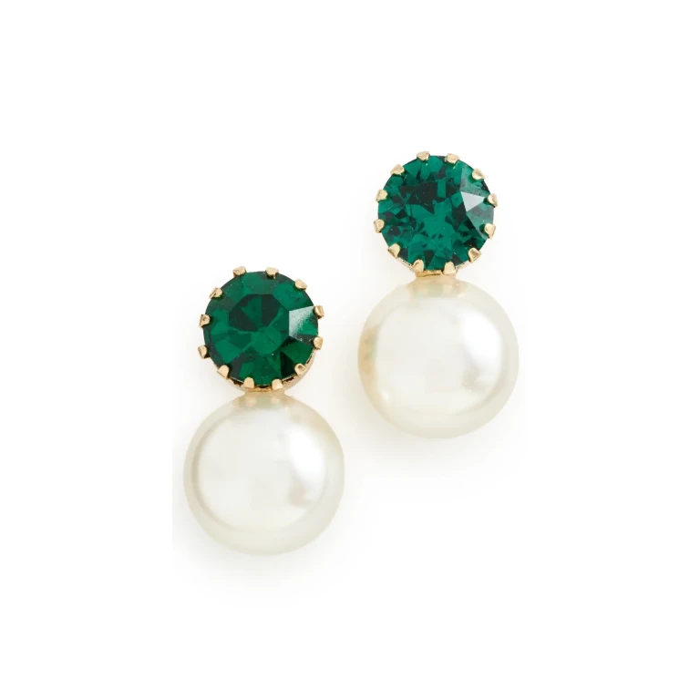 Jennifer Behr Ines Earrings Emerald One Size