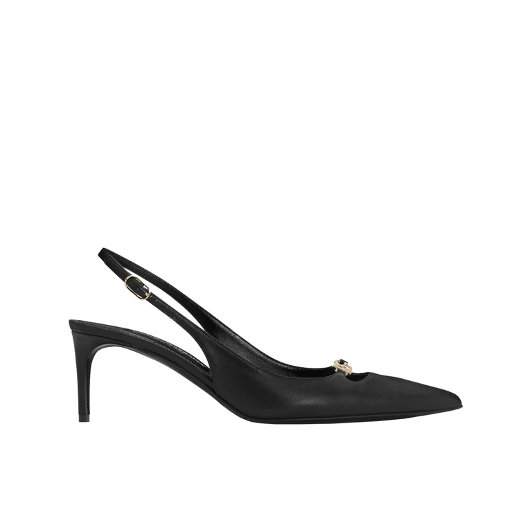 Dolce & Gabbana Slingback Nappa Seta Black Leather Calzature - Women