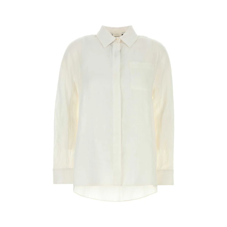 S Maxmara White Linen Gala Shirt Bianco Ottico Exterior: Camicie - Women