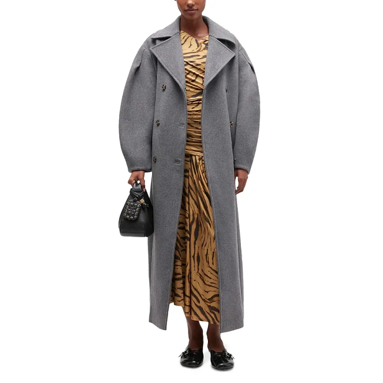 Ganni Button Front Oversized Peacoat