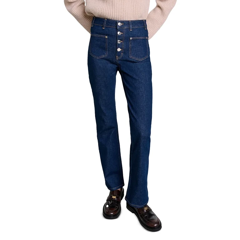 Maje Passionbrut Straight Leg Jeans in Dark Blue