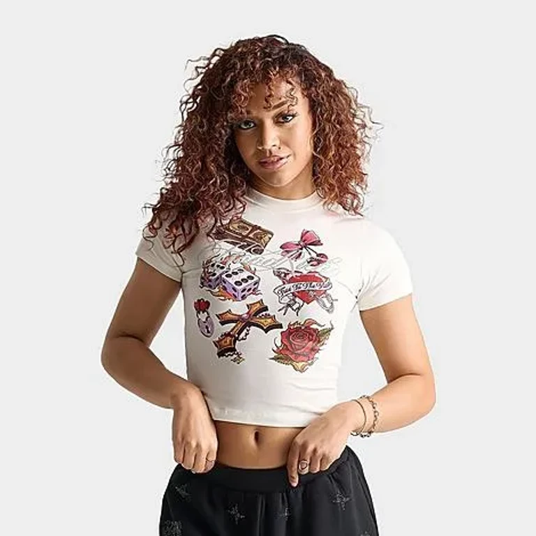 Hoodrich Women's Axel Fitted T-Shirt in White Alyssum Size: XS